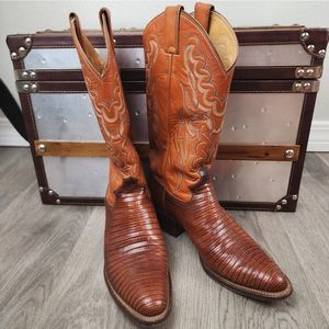Justin Lizard Leather Cowboy Western Boots size 8